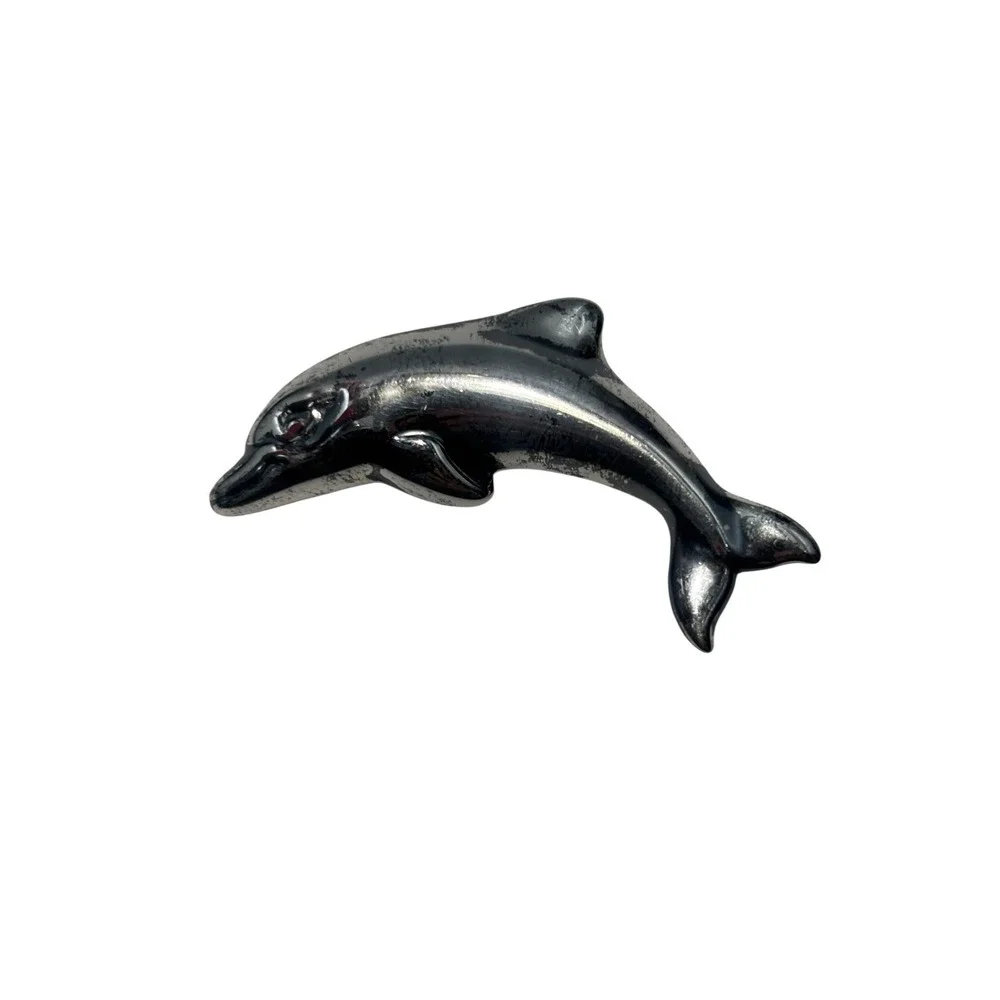 Vintage Kabana Sterling Silver 925 Sculpted Sea Ocean Marine Life Dolphin Brooch